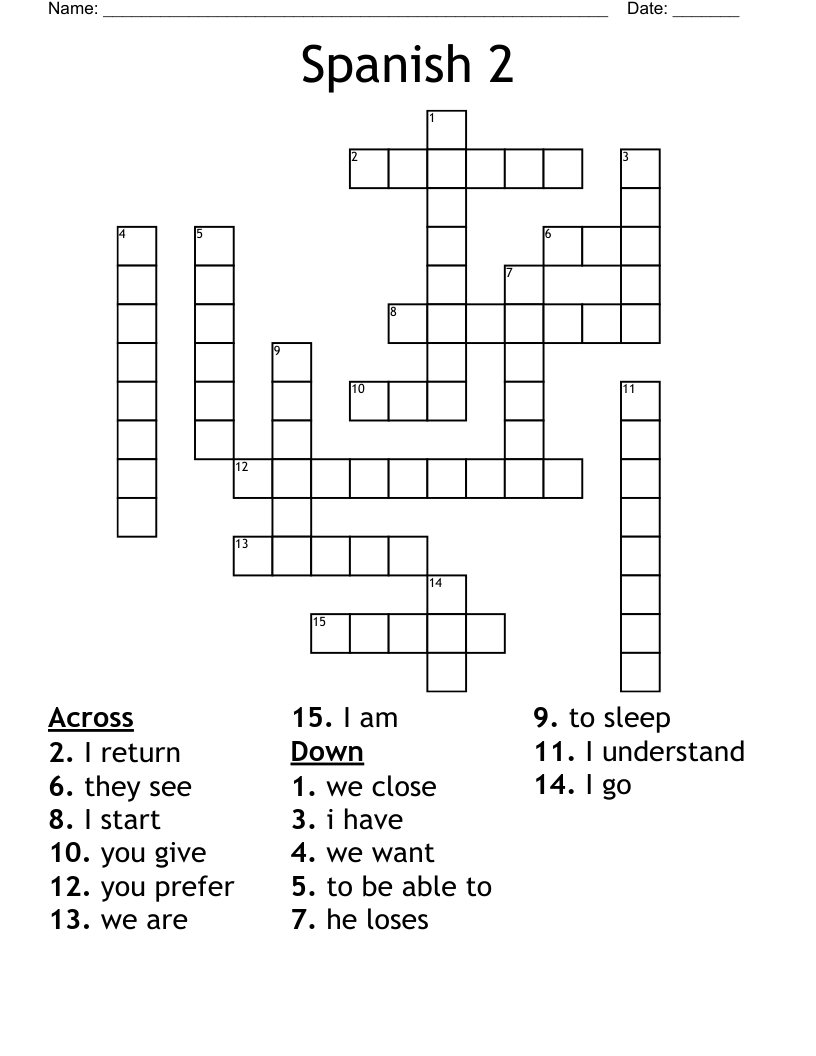 Spanish 2 Crossword