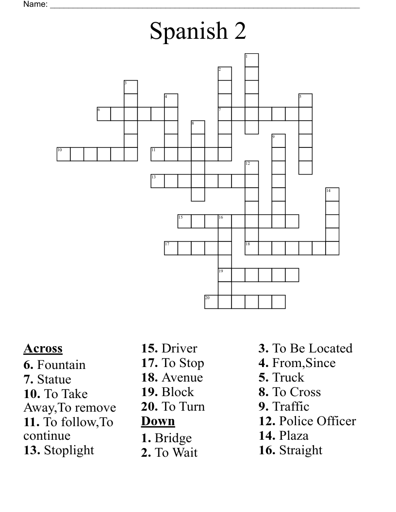 Spanish 2 Crossword