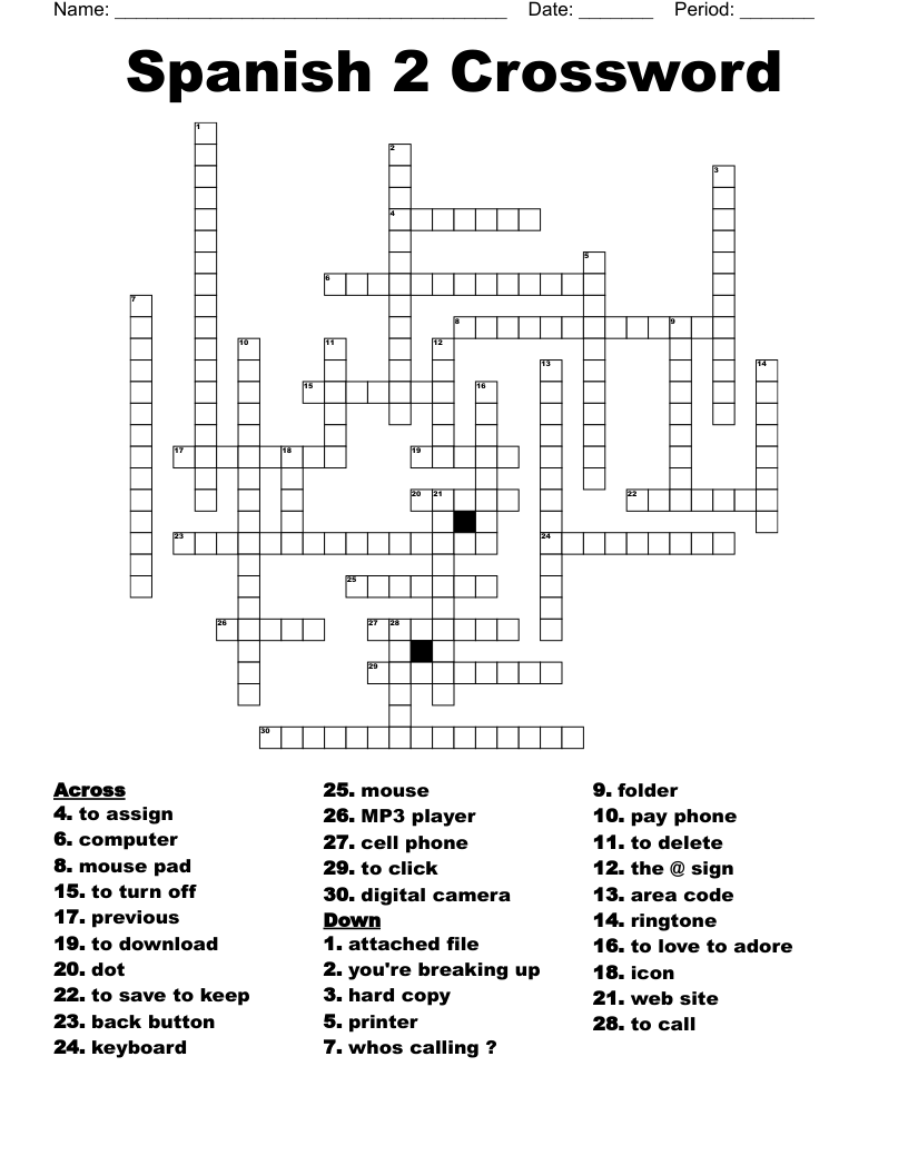 Spanish 2 Crossword