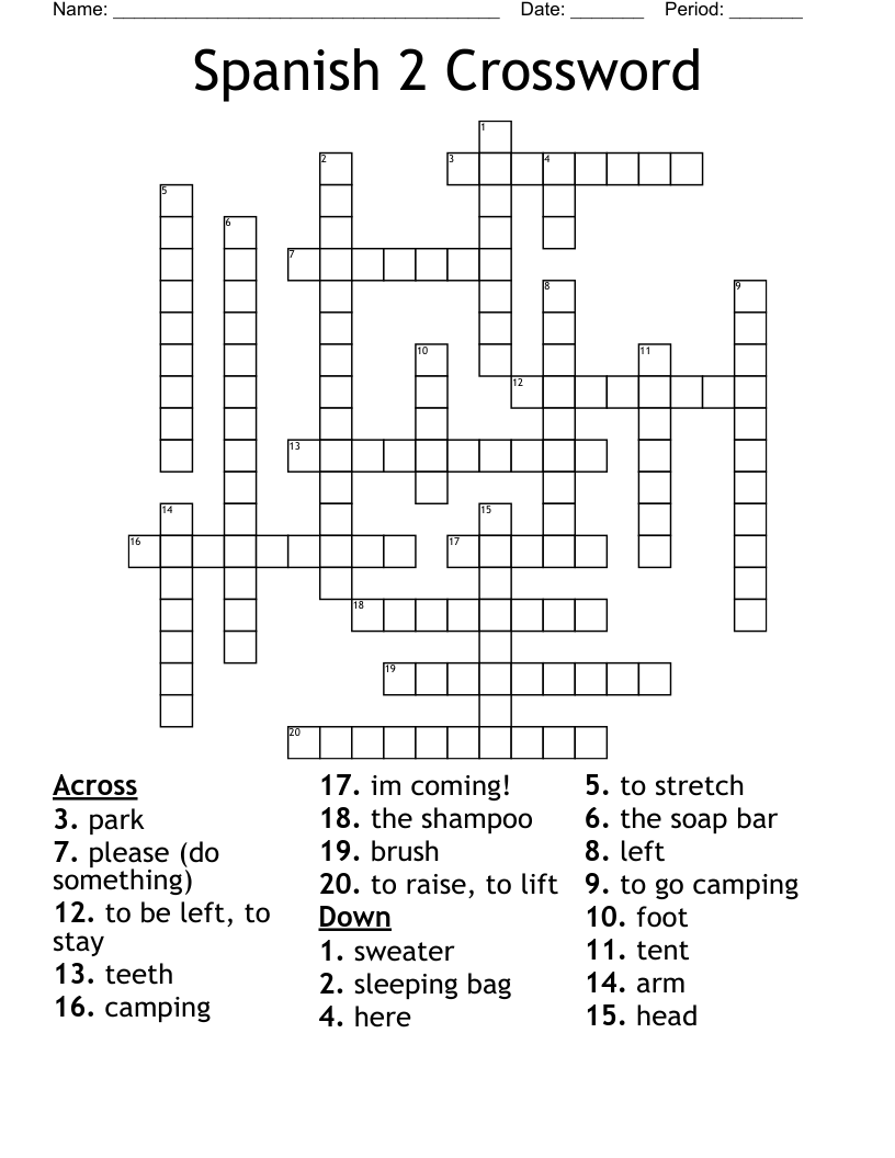 Spanish 2 Crossword