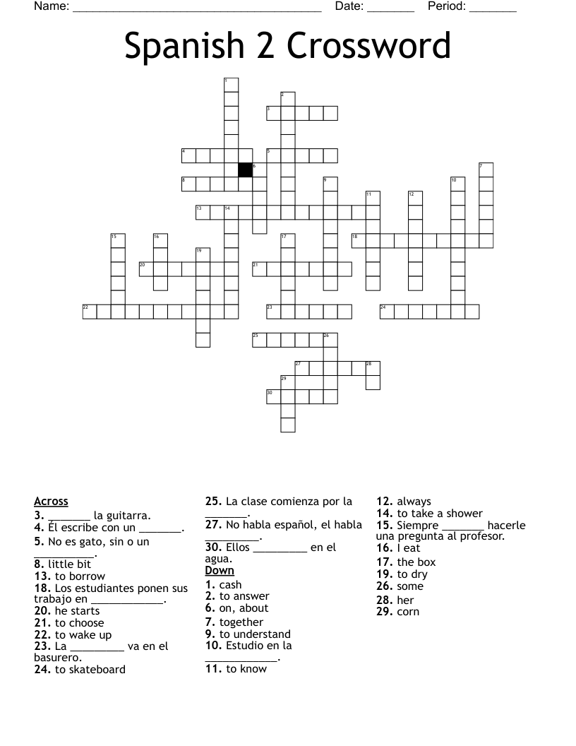Spanish 2 Crossword