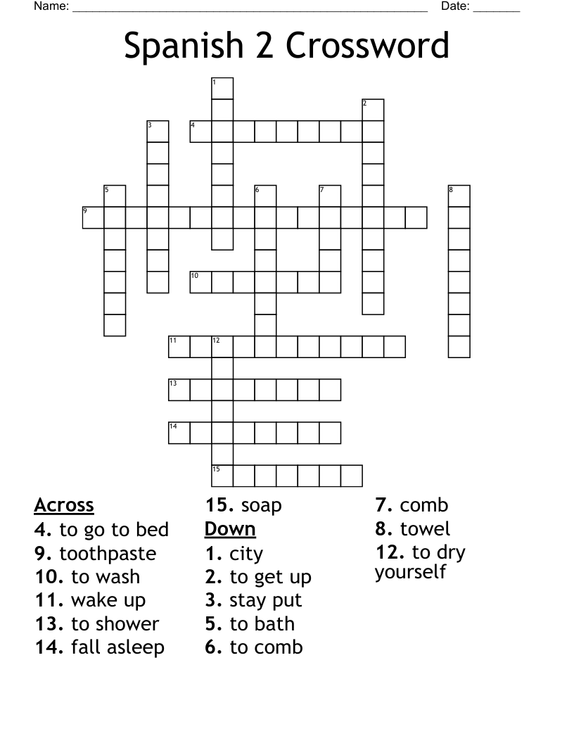 Spanish 2 Crossword
