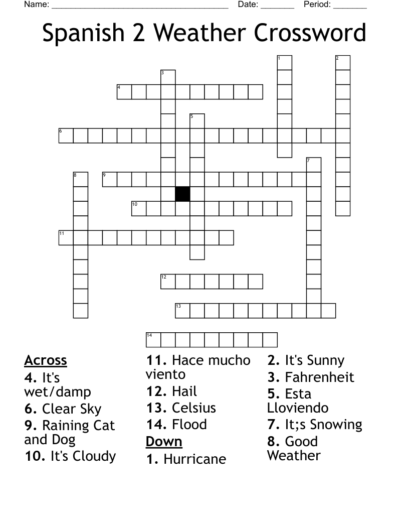 Spanish 2 Weather Crossword