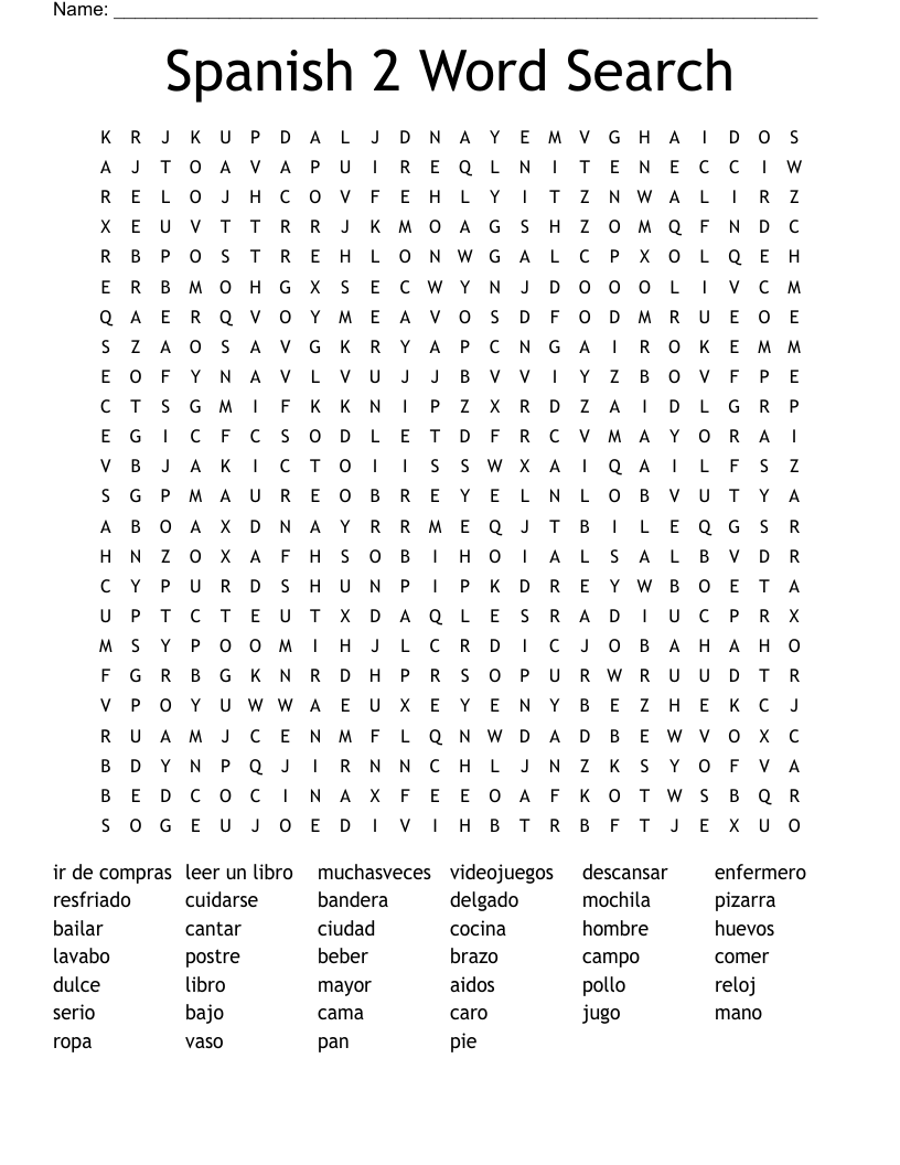 Spanish 2 Word Search