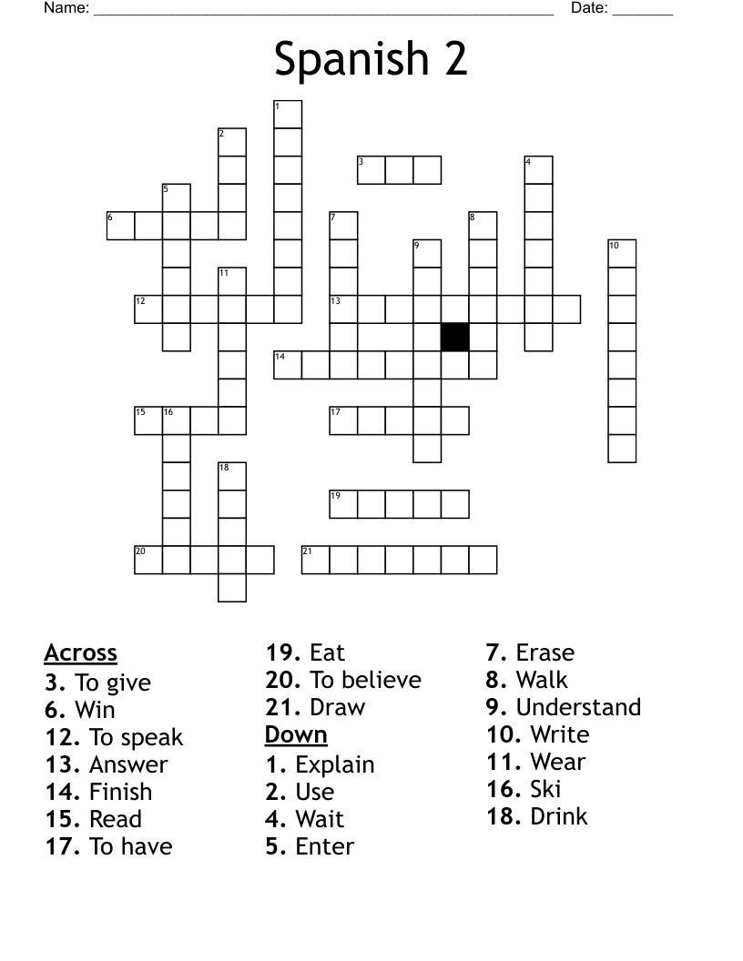 Spanish 2  Crossword