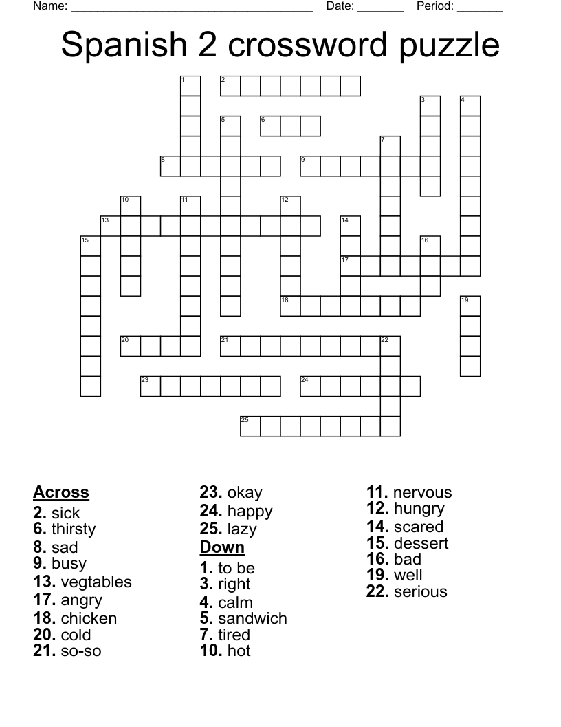Spanish 2 crossword puzzle