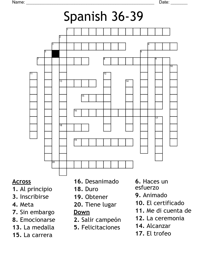 Spanish 36-39 Crossword