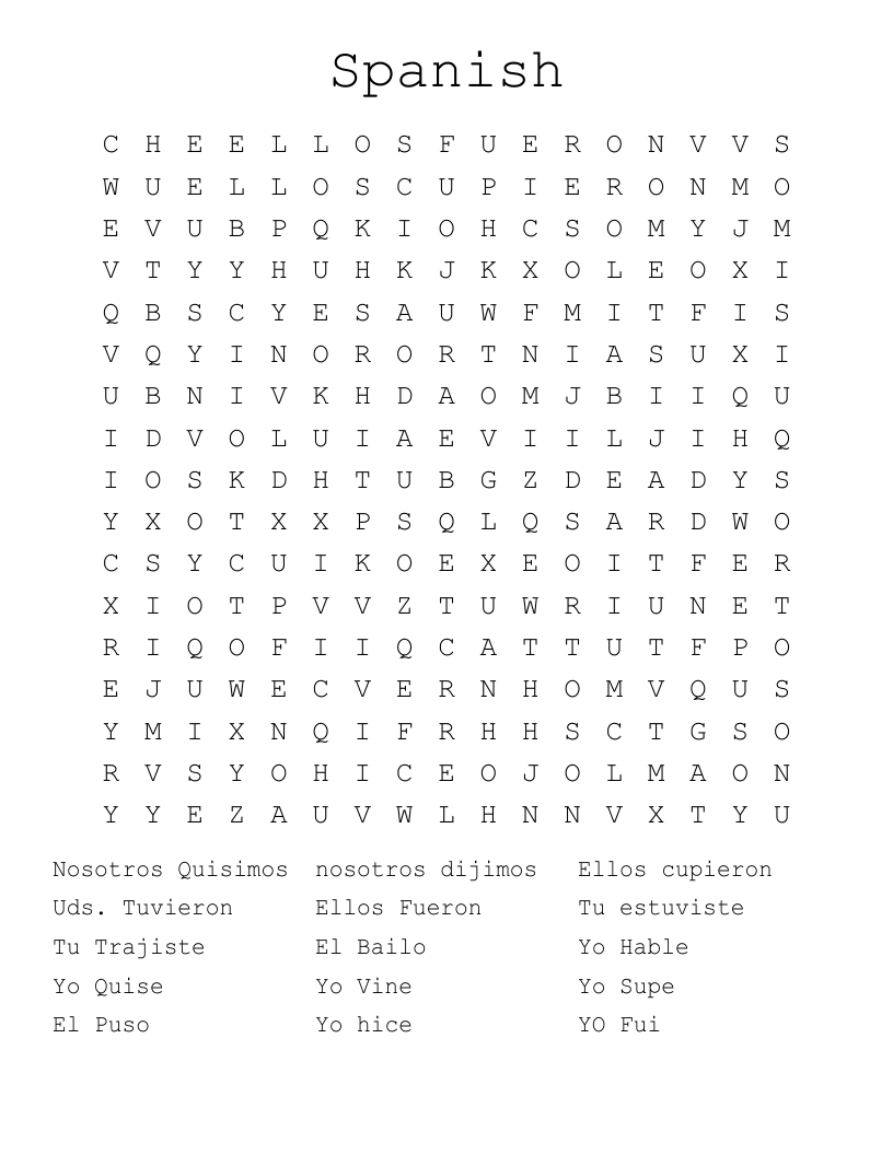 Spanish Word Search