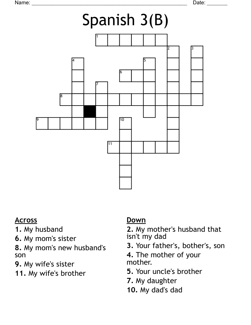 Spanish 3(B) Crossword
