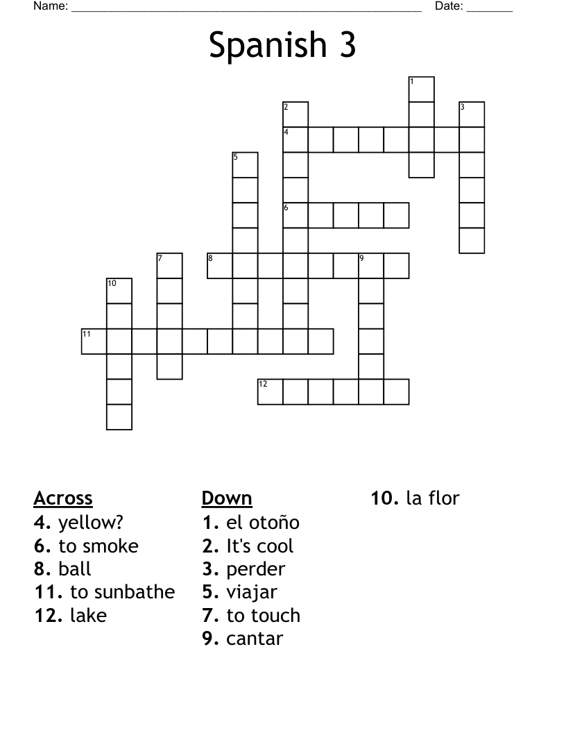 Spanish 3 Crossword