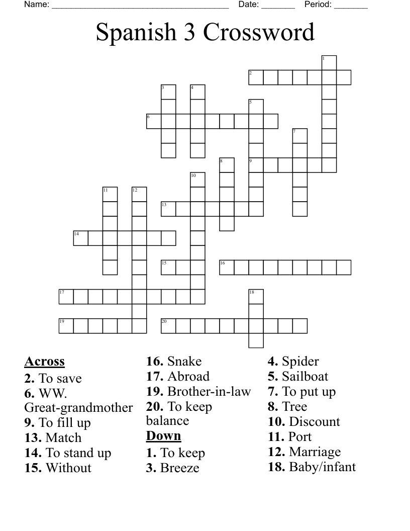 Spanish 3 Crossword