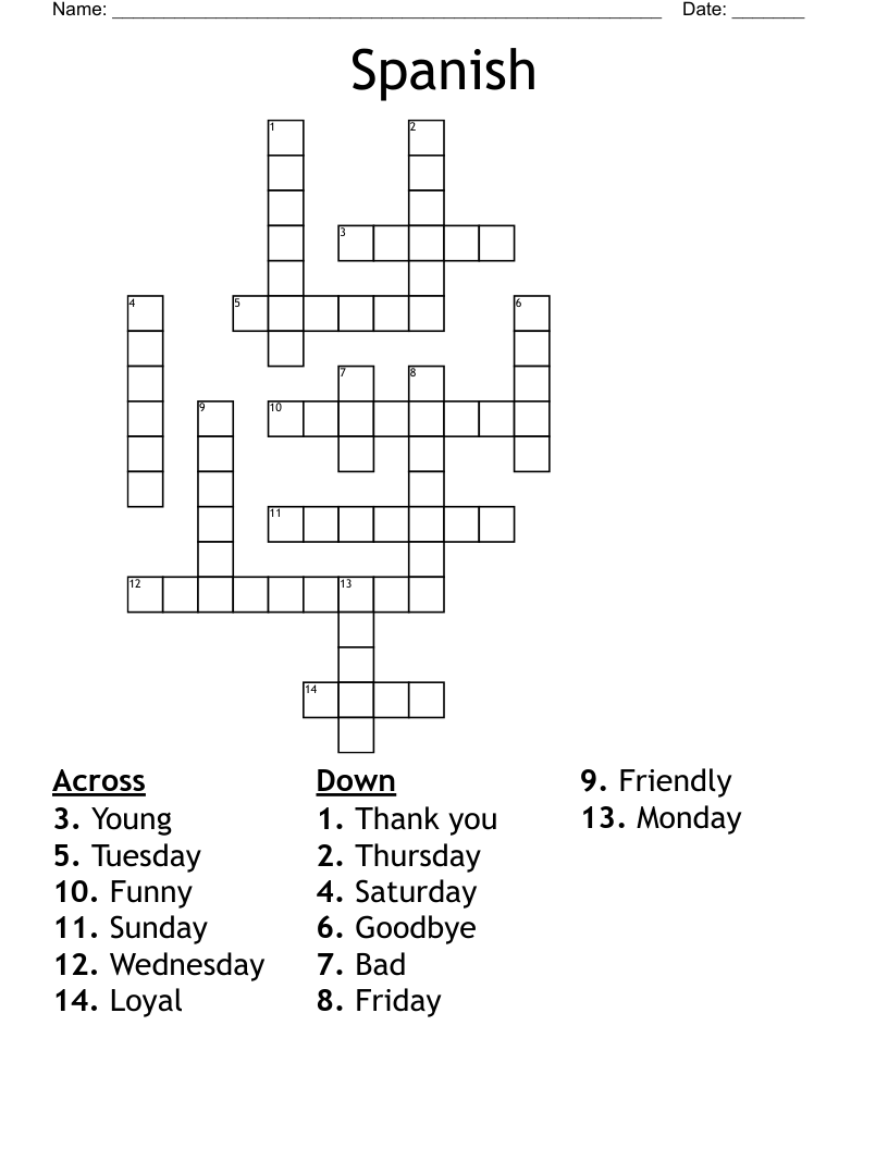 Spanish Crossword