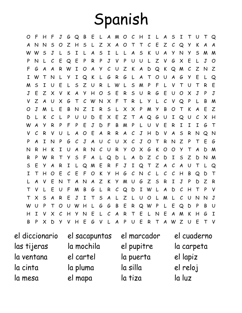 Spanish Word Search