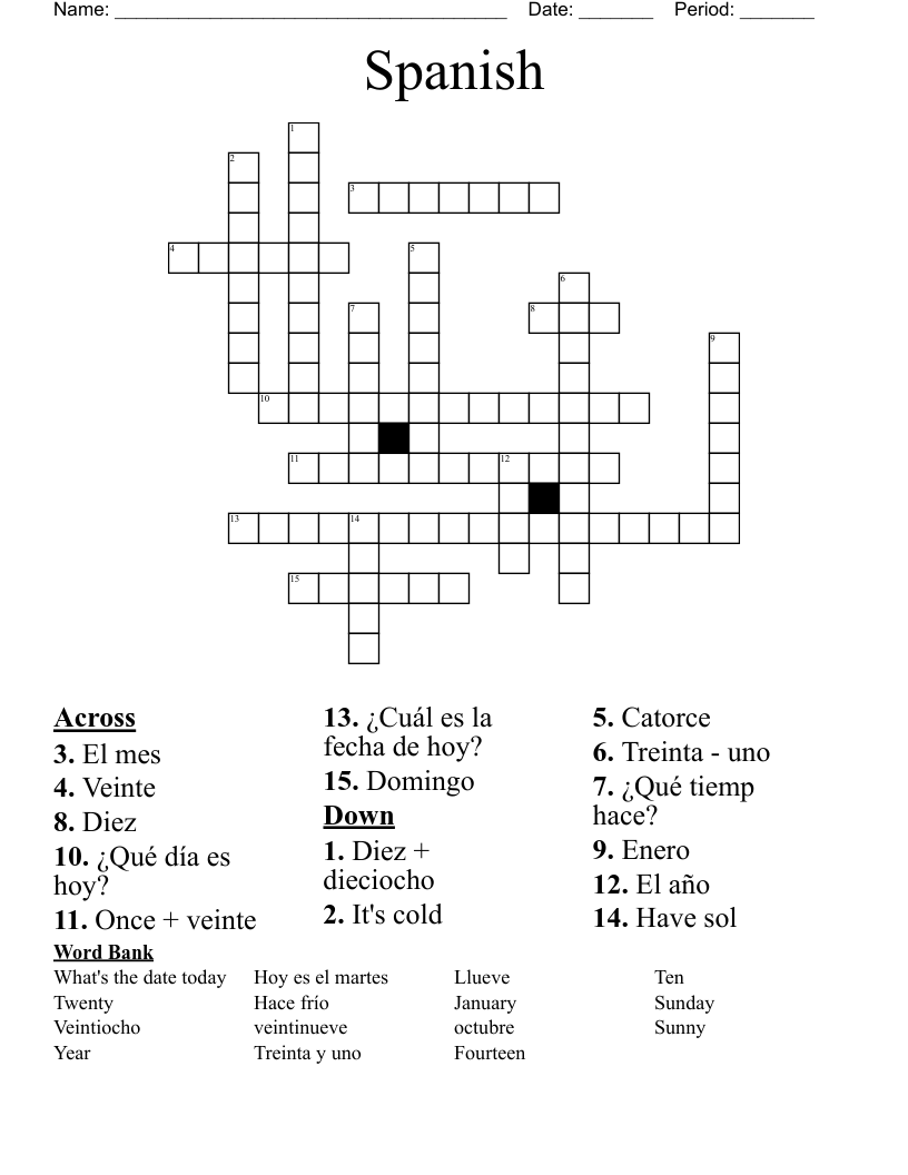 Spanish Crossword