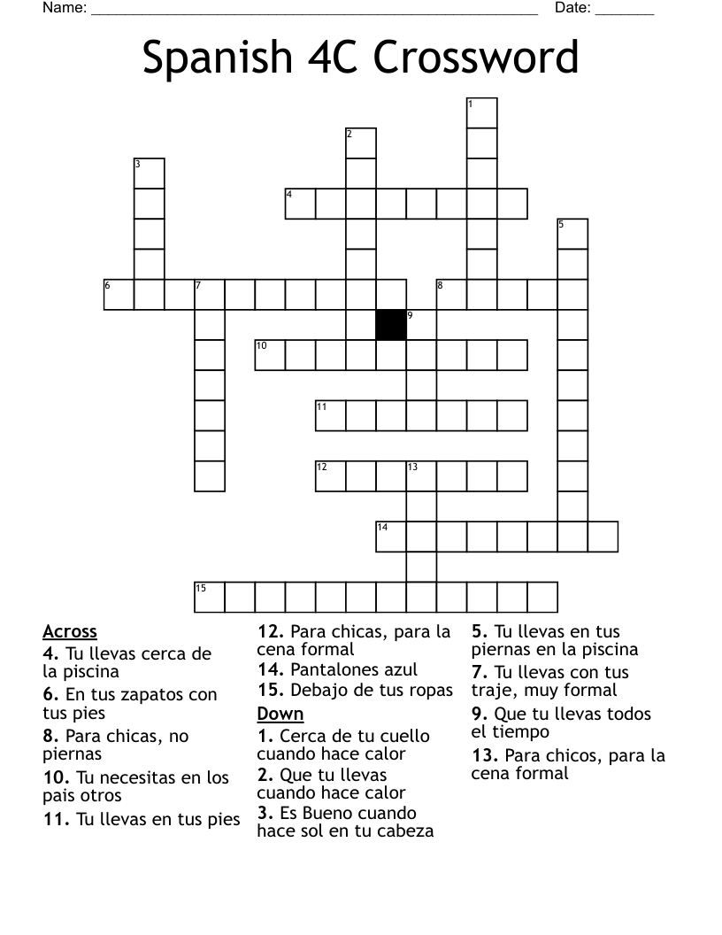 Spanish 4C Crossword