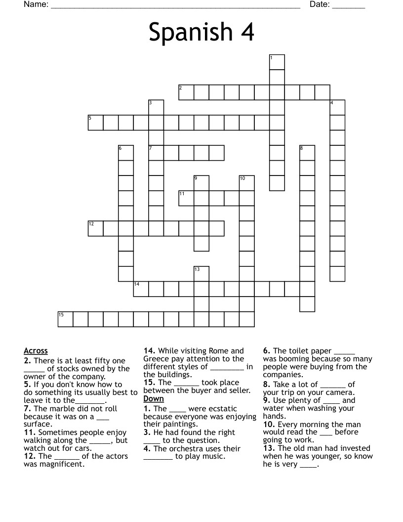 Spanish 4 Crossword