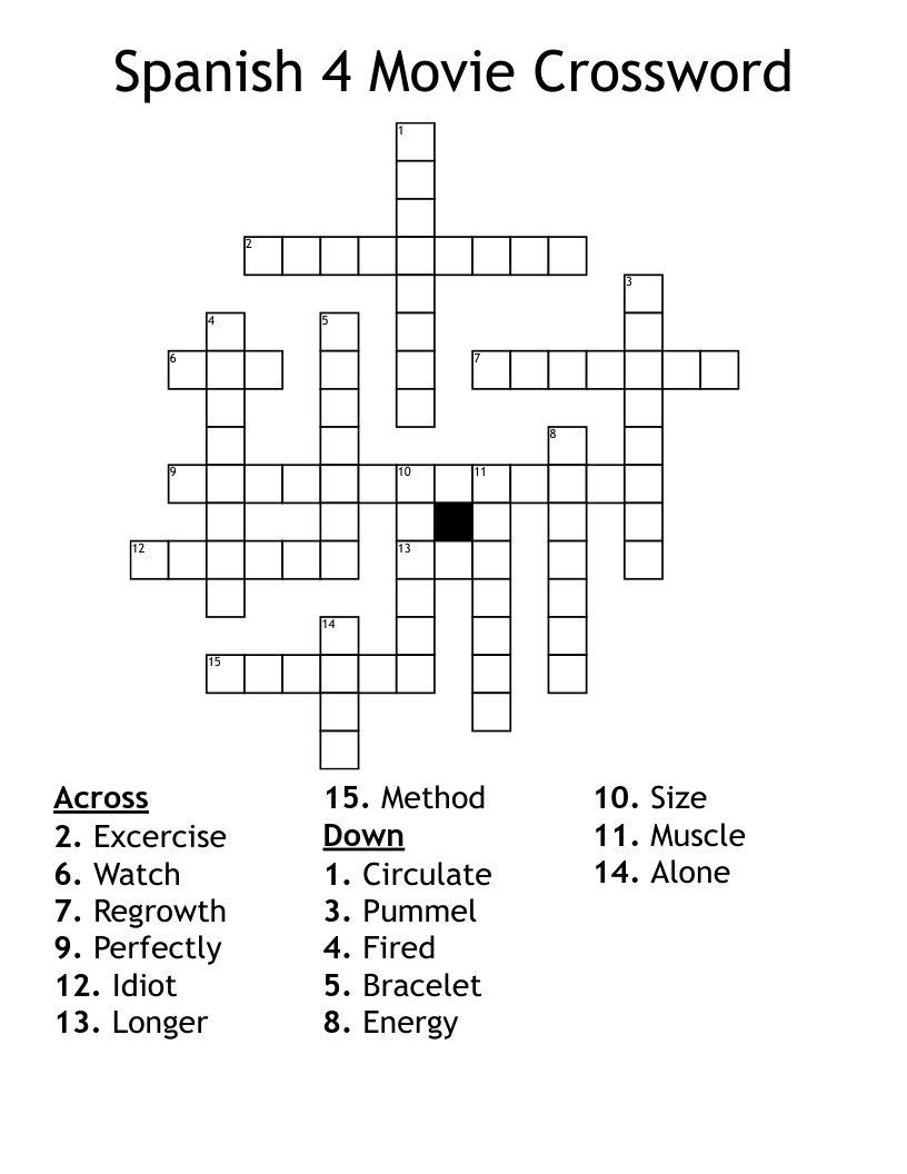Spanish 4 Movie Crossword