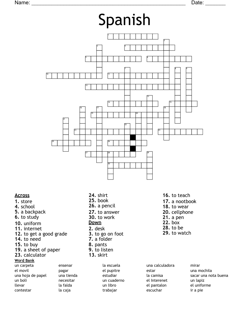 Spanish Crossword