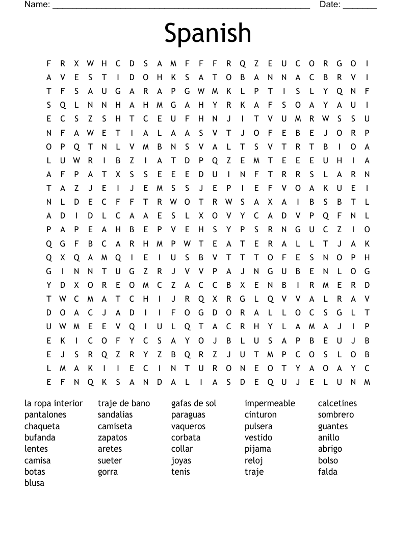 Spanish Word Search