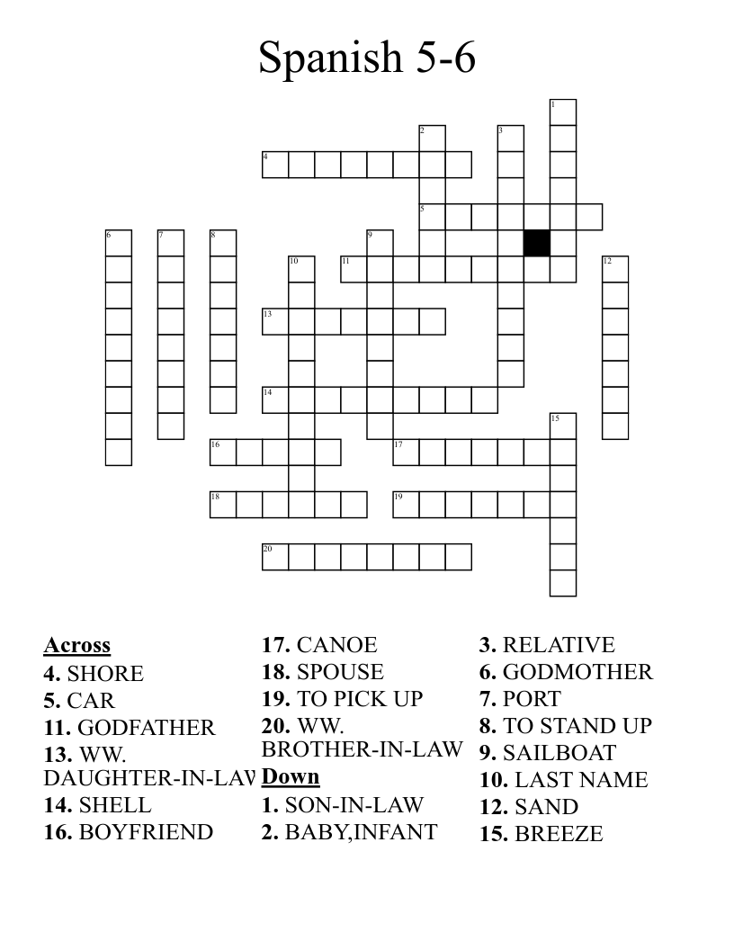 Spanish 5-6 Crossword