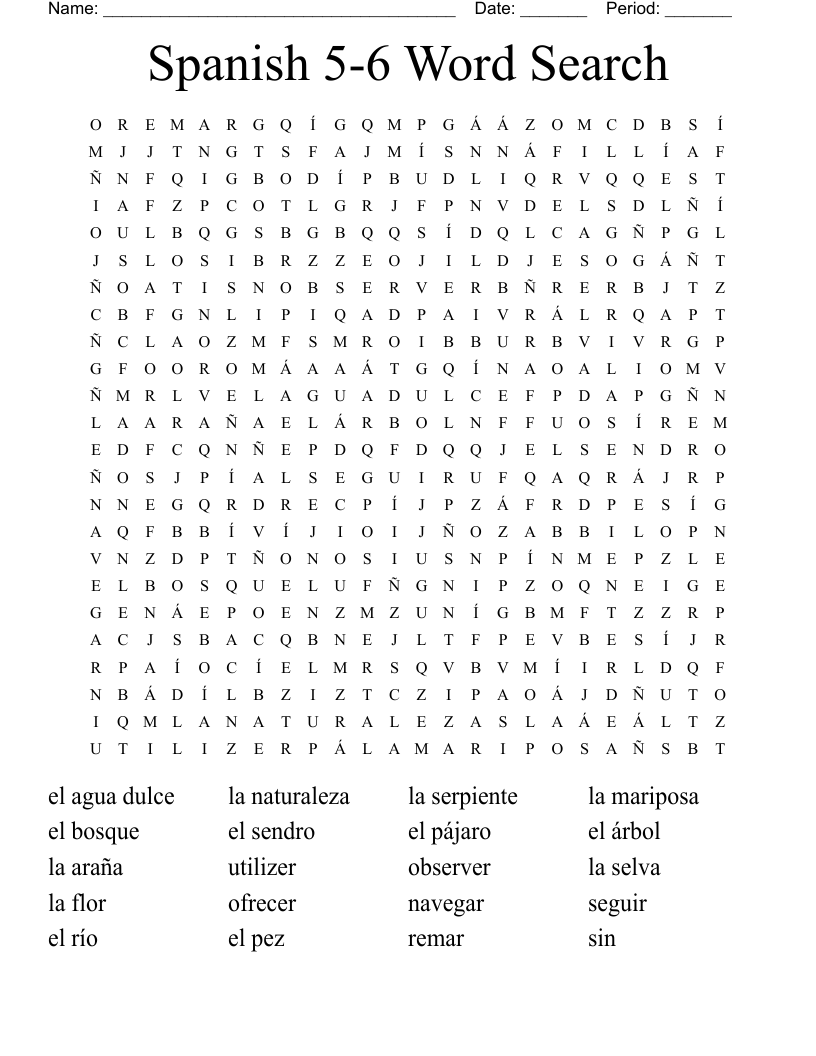 Spanish 5-6 Word Search 