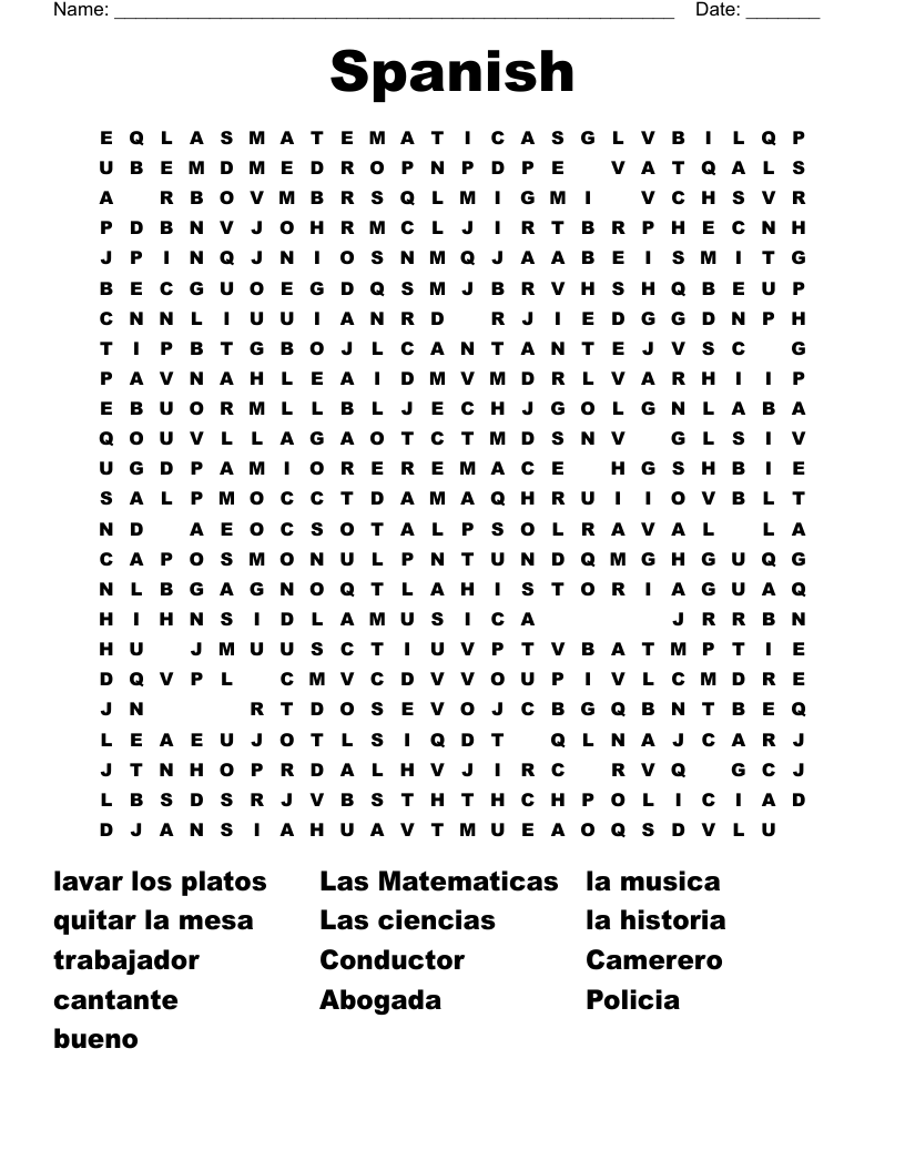 Spanish Word Search