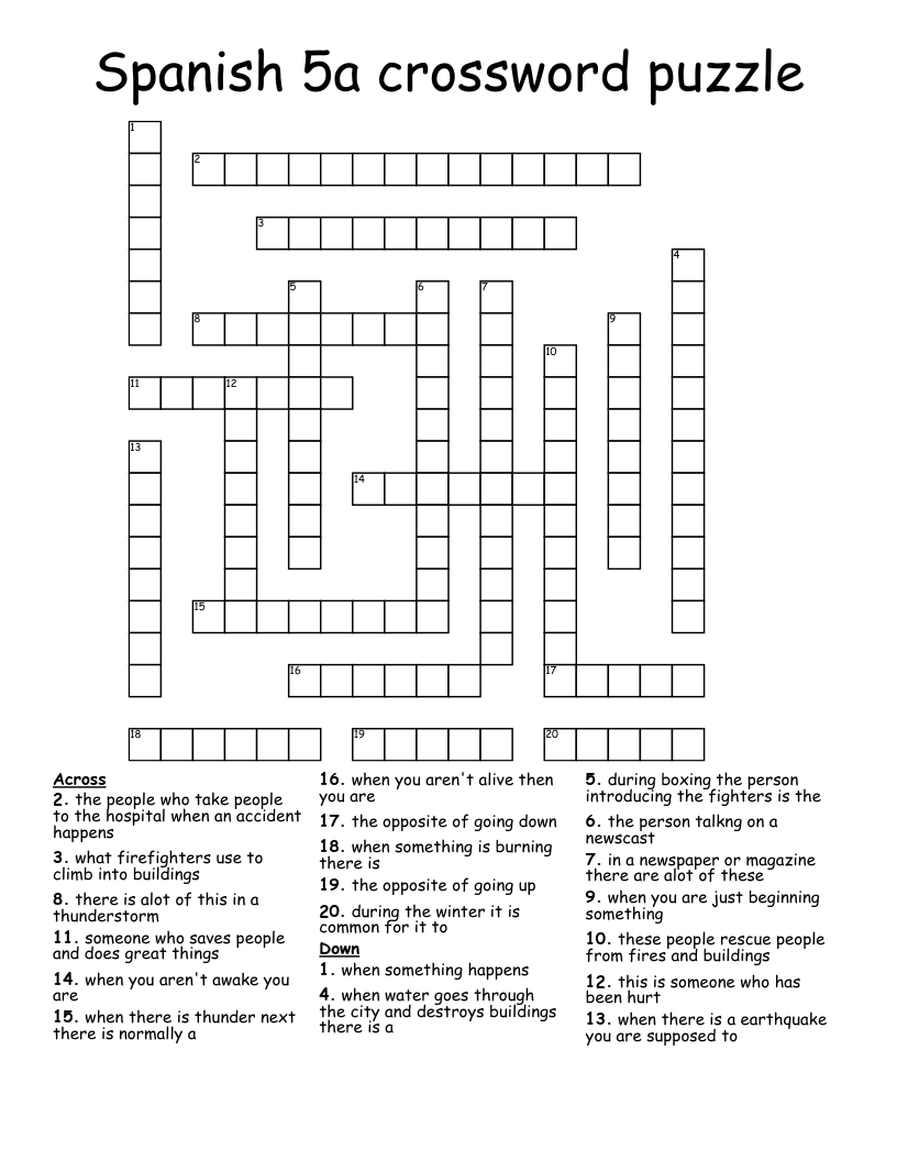 Spanish 5a crossword puzzle