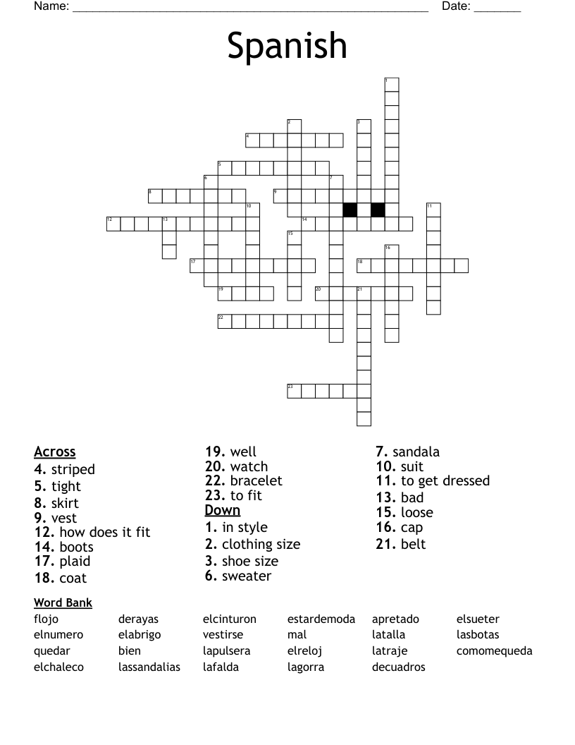 Spanish Crossword