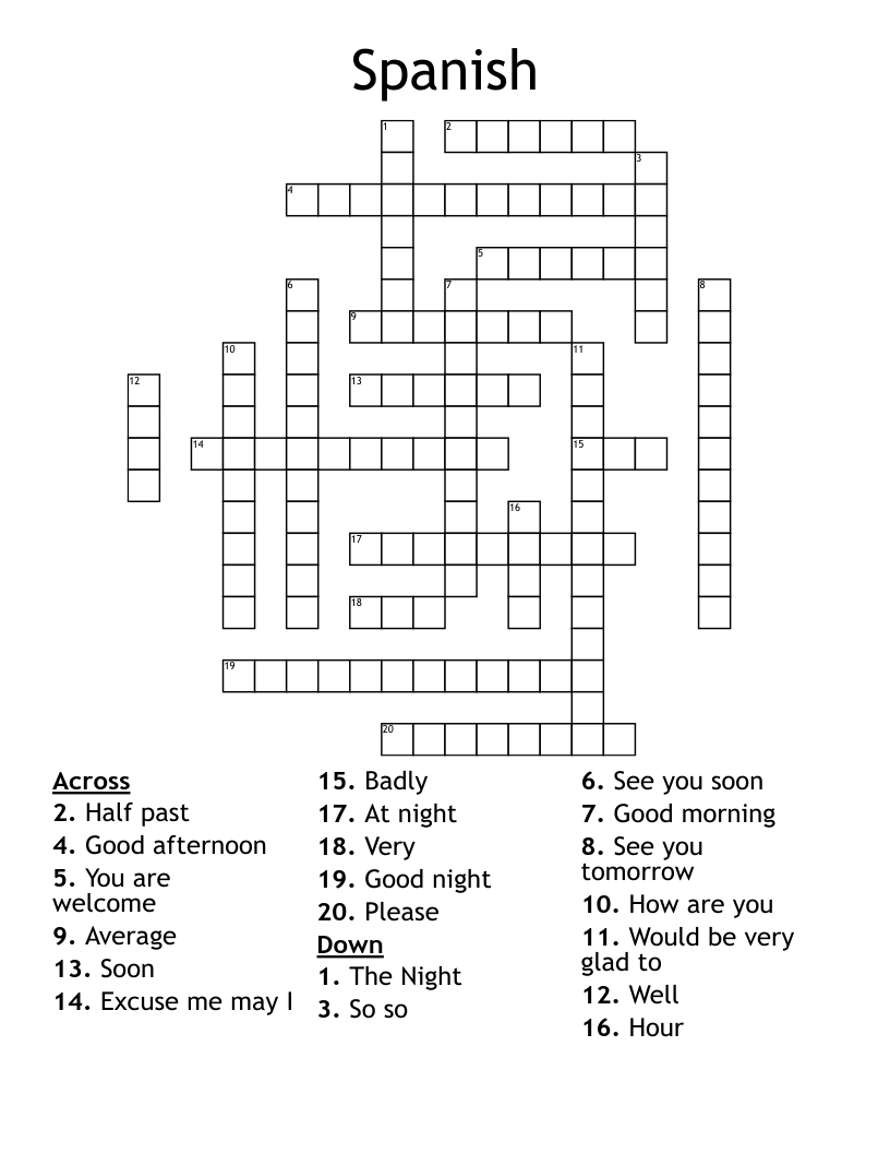 Spanish Crossword