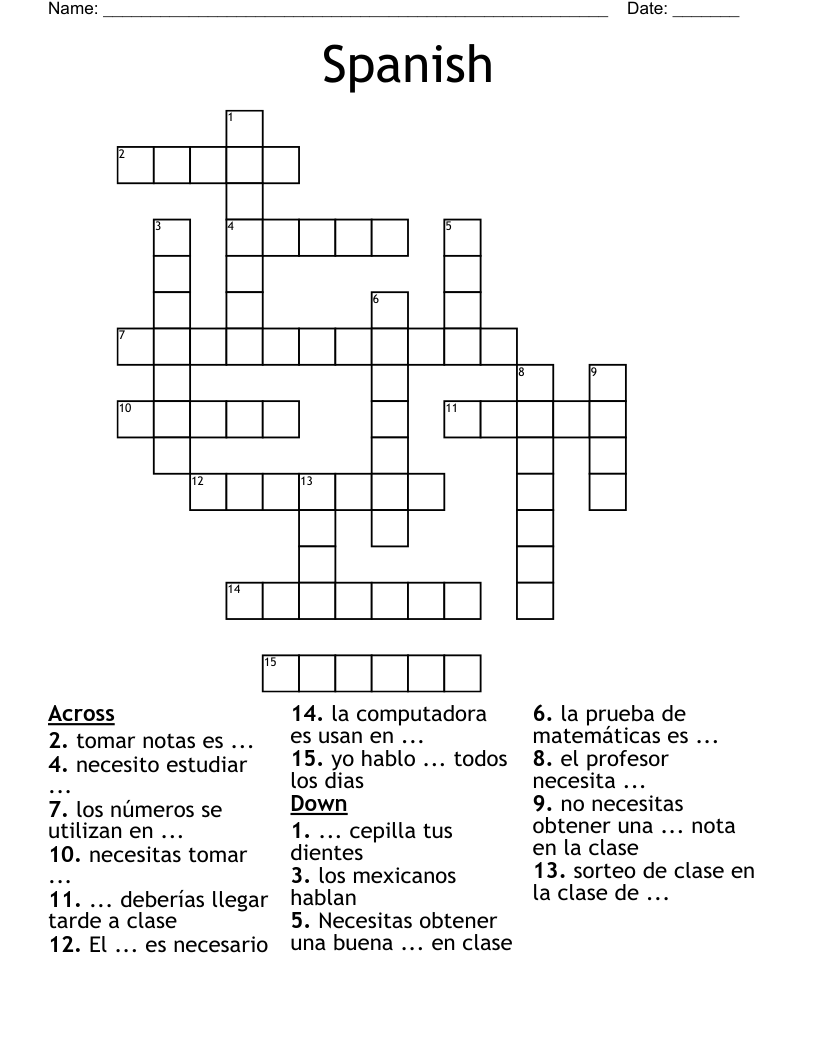 Spanish Crossword