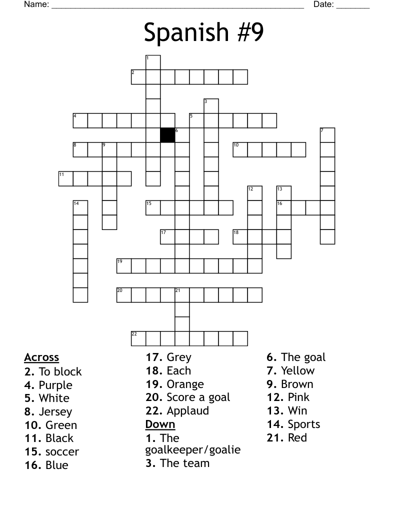Spanish #9 Crossword