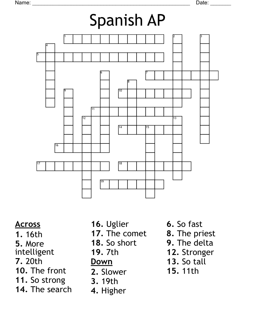 Spanish AP Crossword