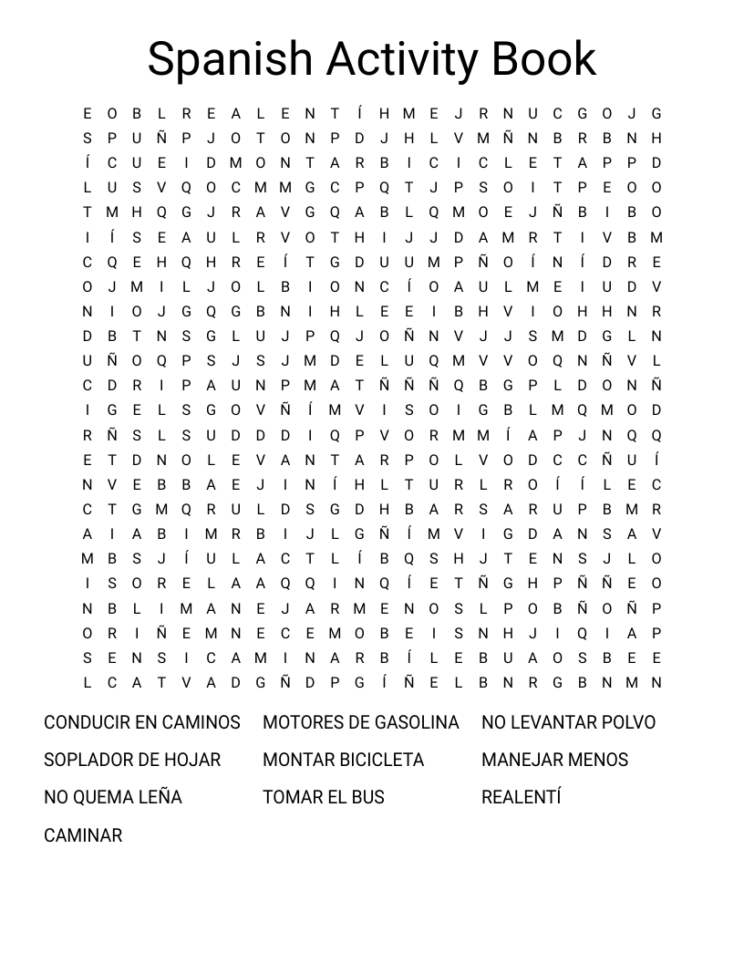Spanish Activity Book  Word Search