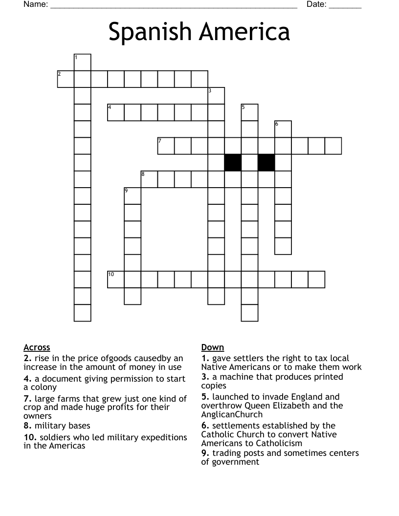Spanish America Crossword