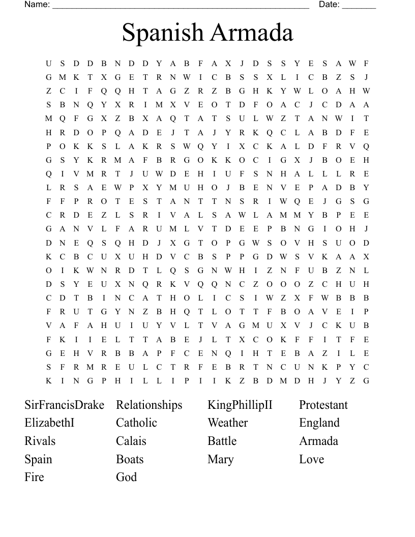 Spanish Armada Word Search