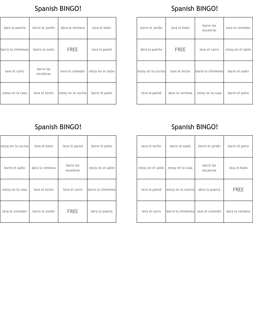 Spanish BINGO!