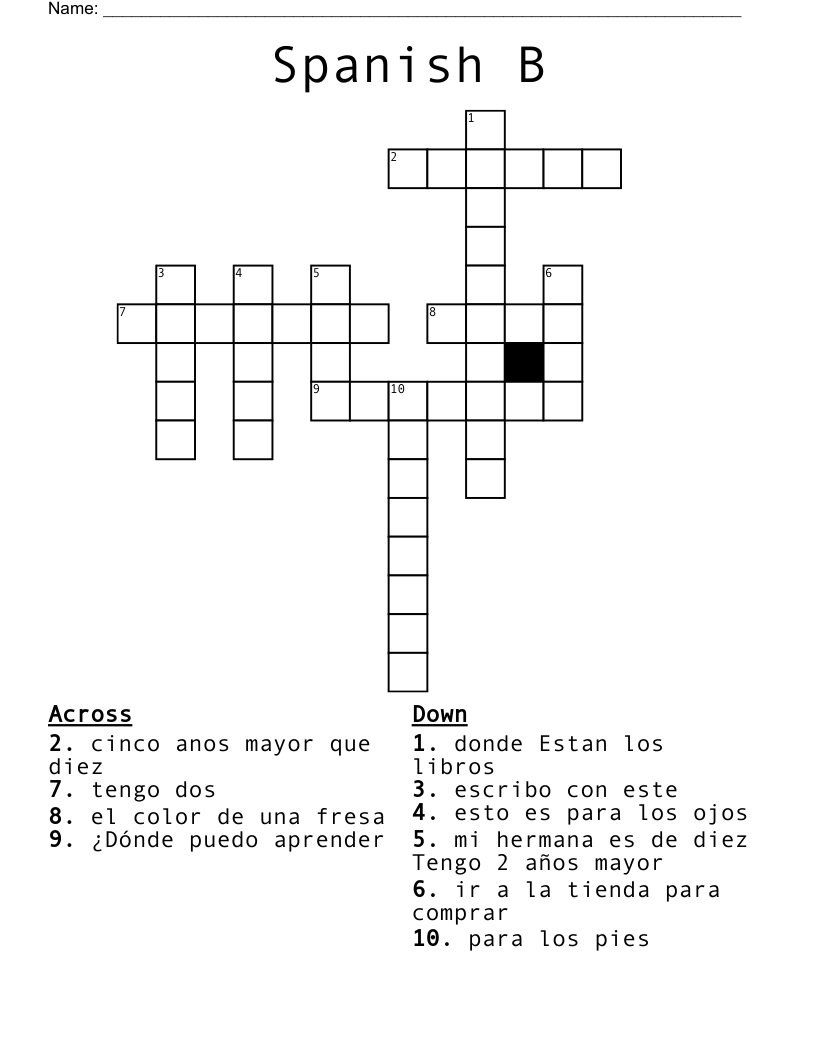 Spanish B Crossword