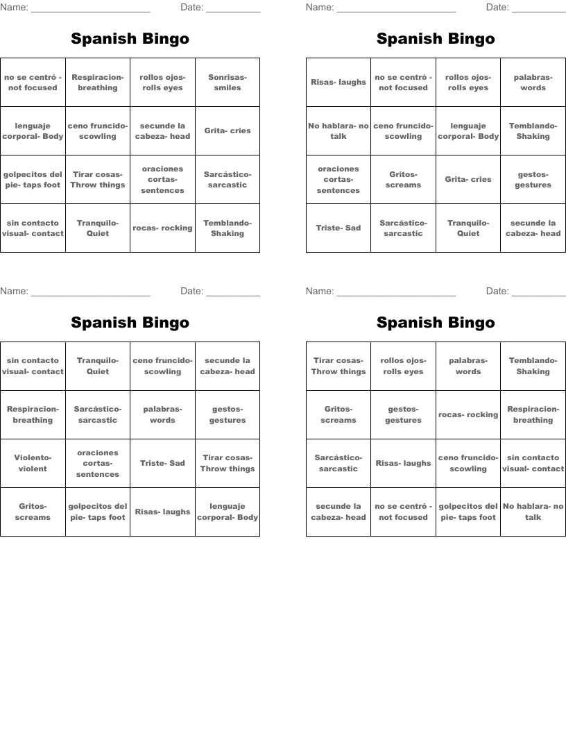 Spanish Bingo