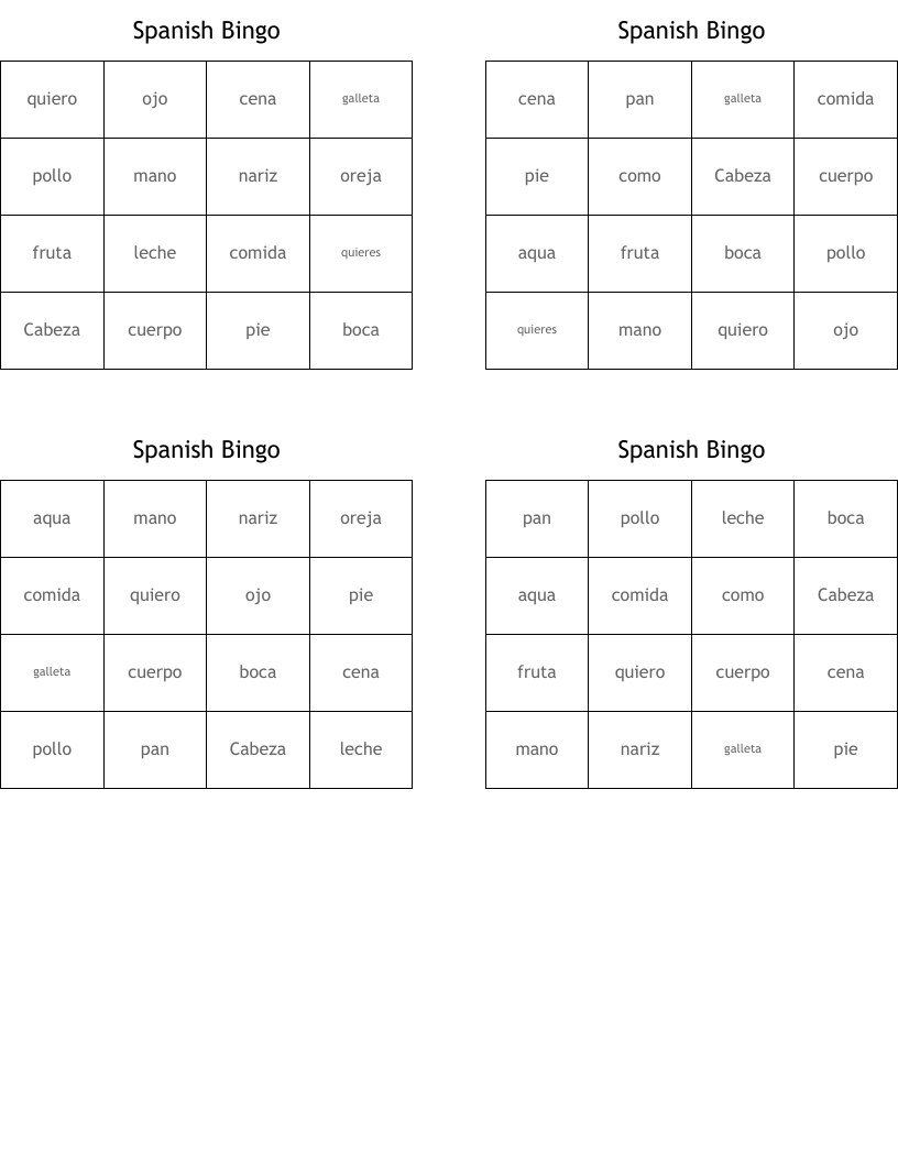 Spanish Bingo