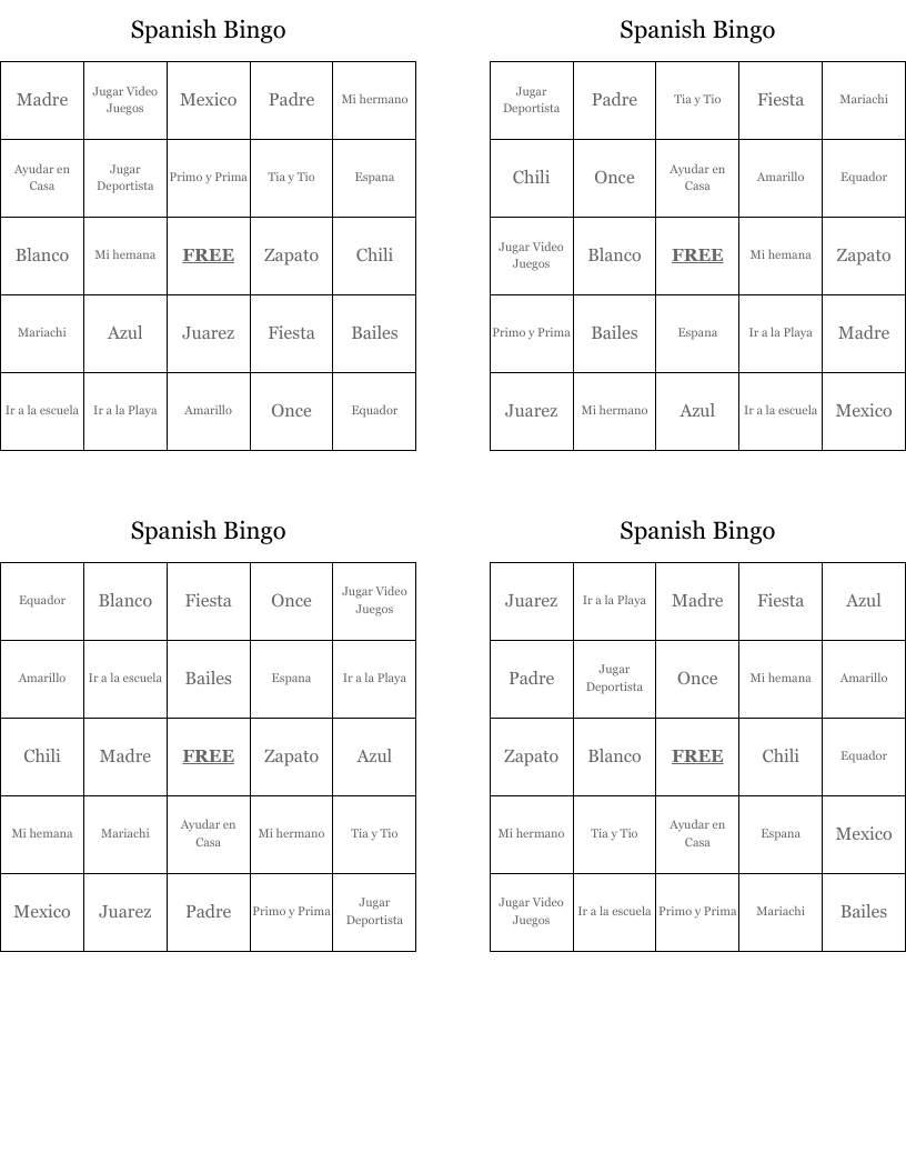 Spanish Bingo