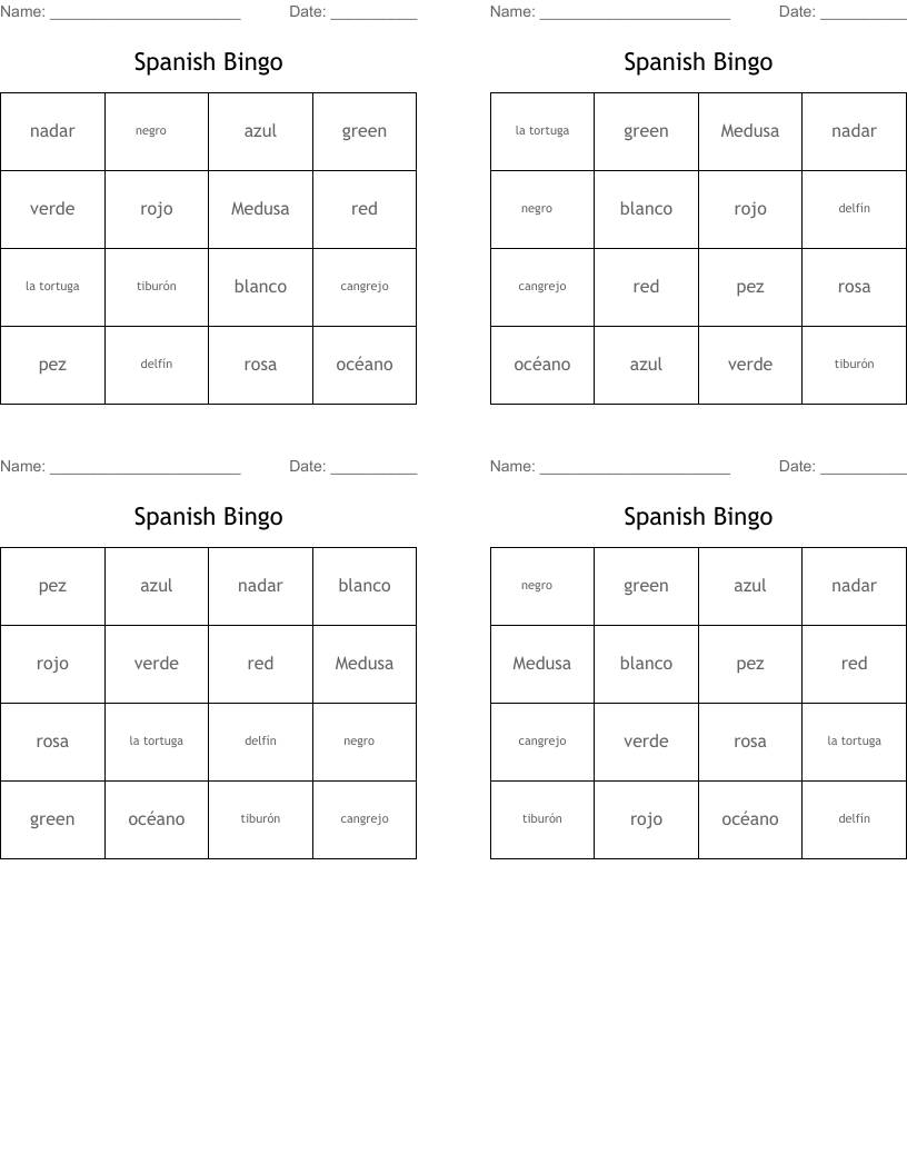 Spanish Bingo