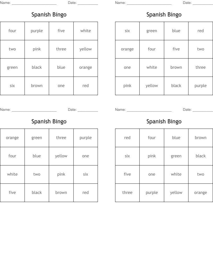 Spanish Bingo