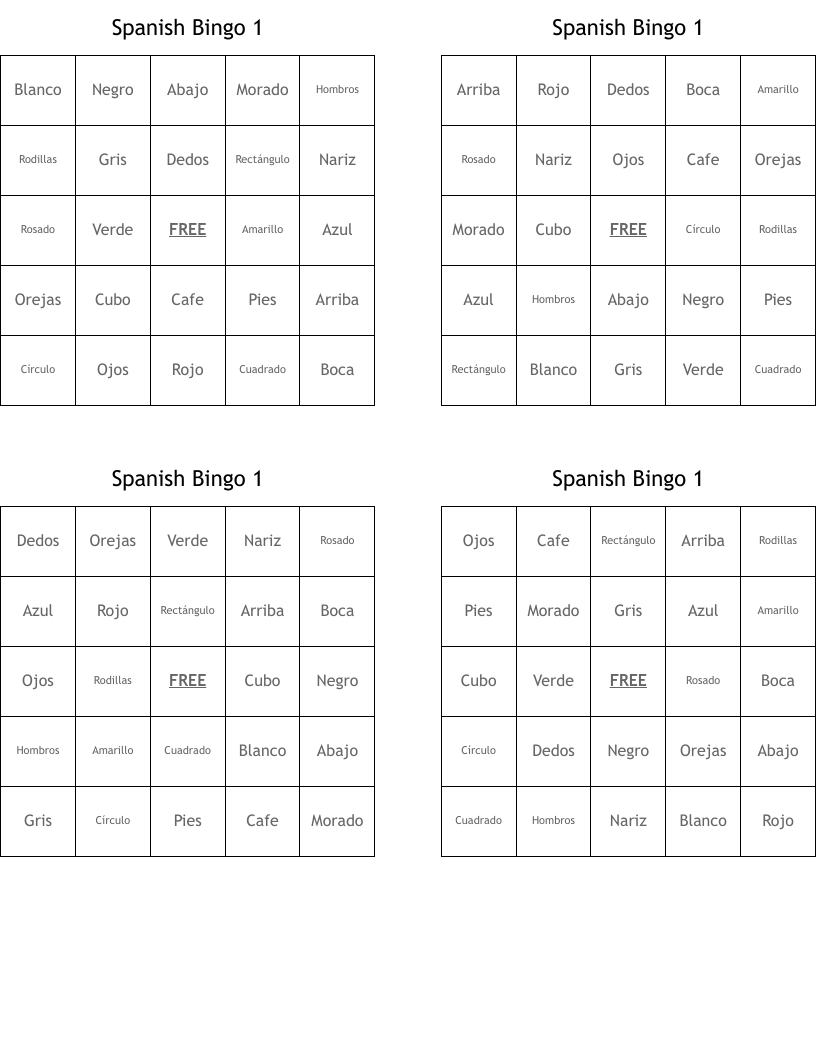 Spanish Bingo 1