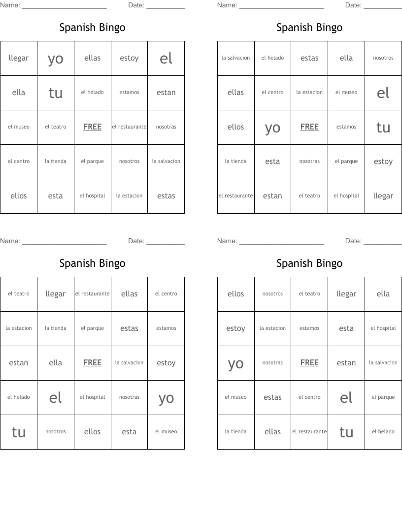 Spanish Bingo