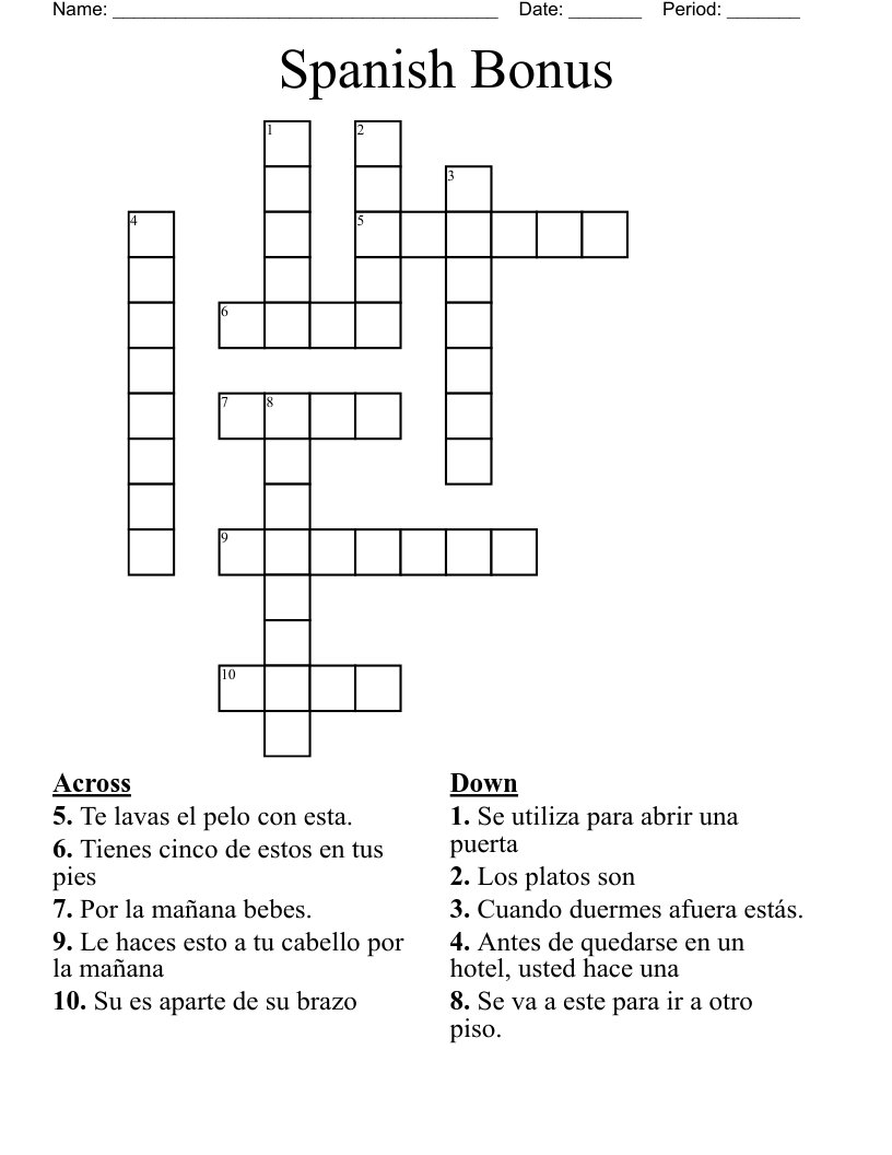 Spanish Bonus Crossword