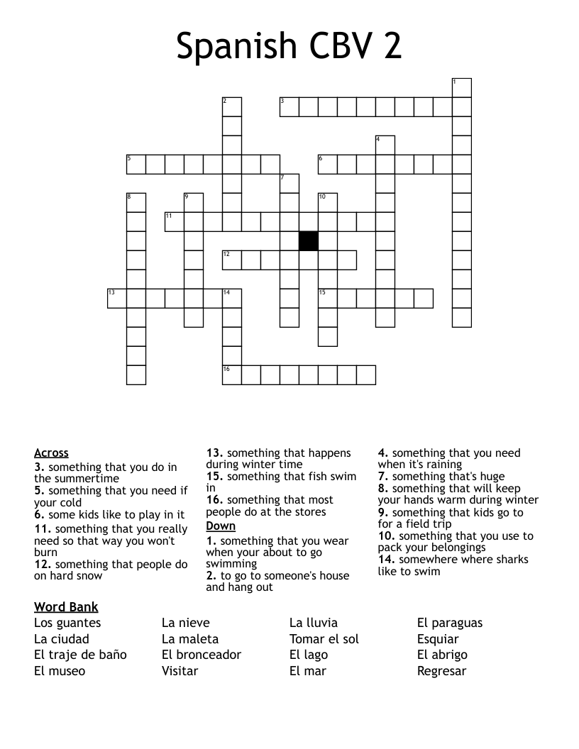 Spanish CBV 2 Crossword