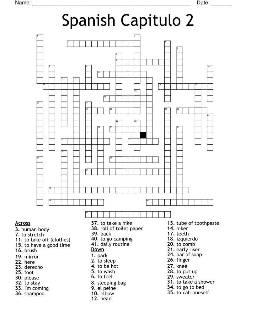 Spanish Capitulo 2 Crossword