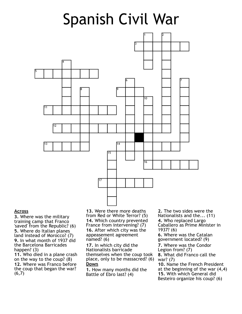 Spanish Civil War Crossword