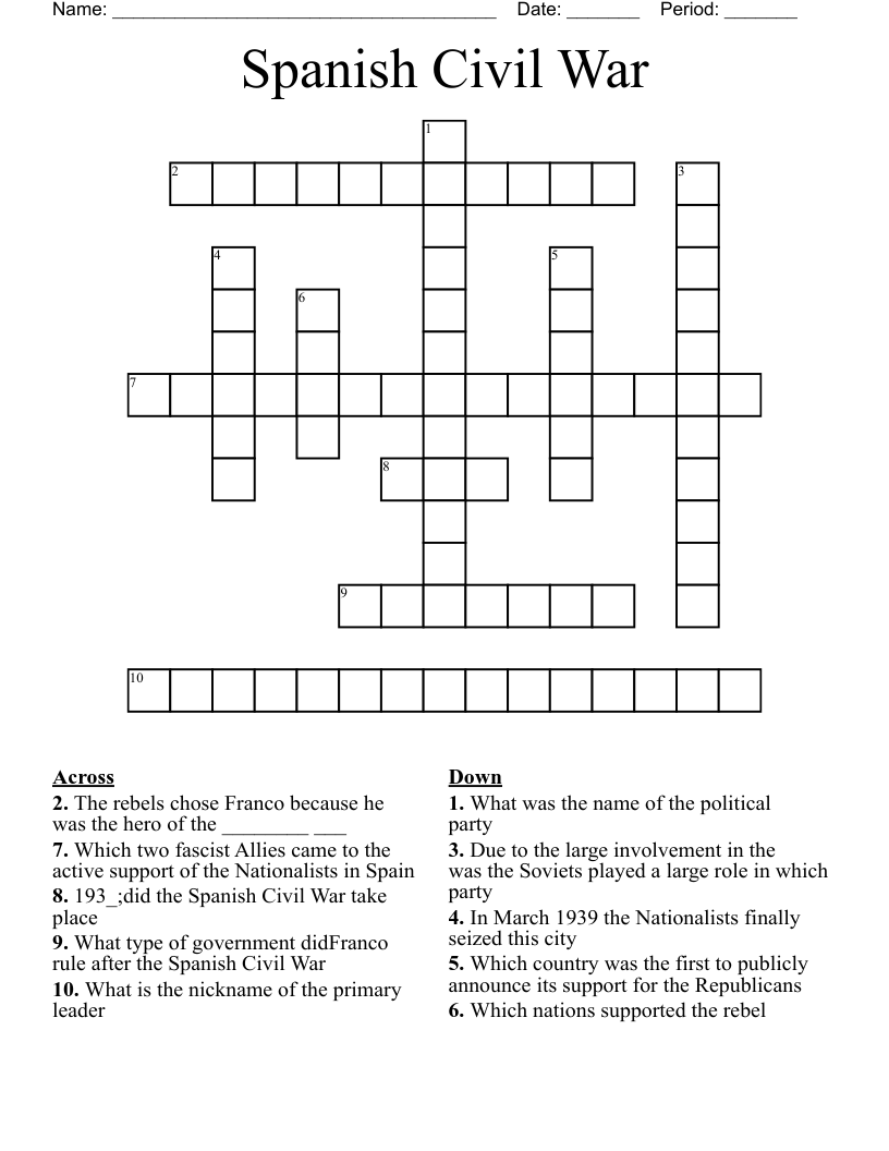 Spanish Civil War Crossword