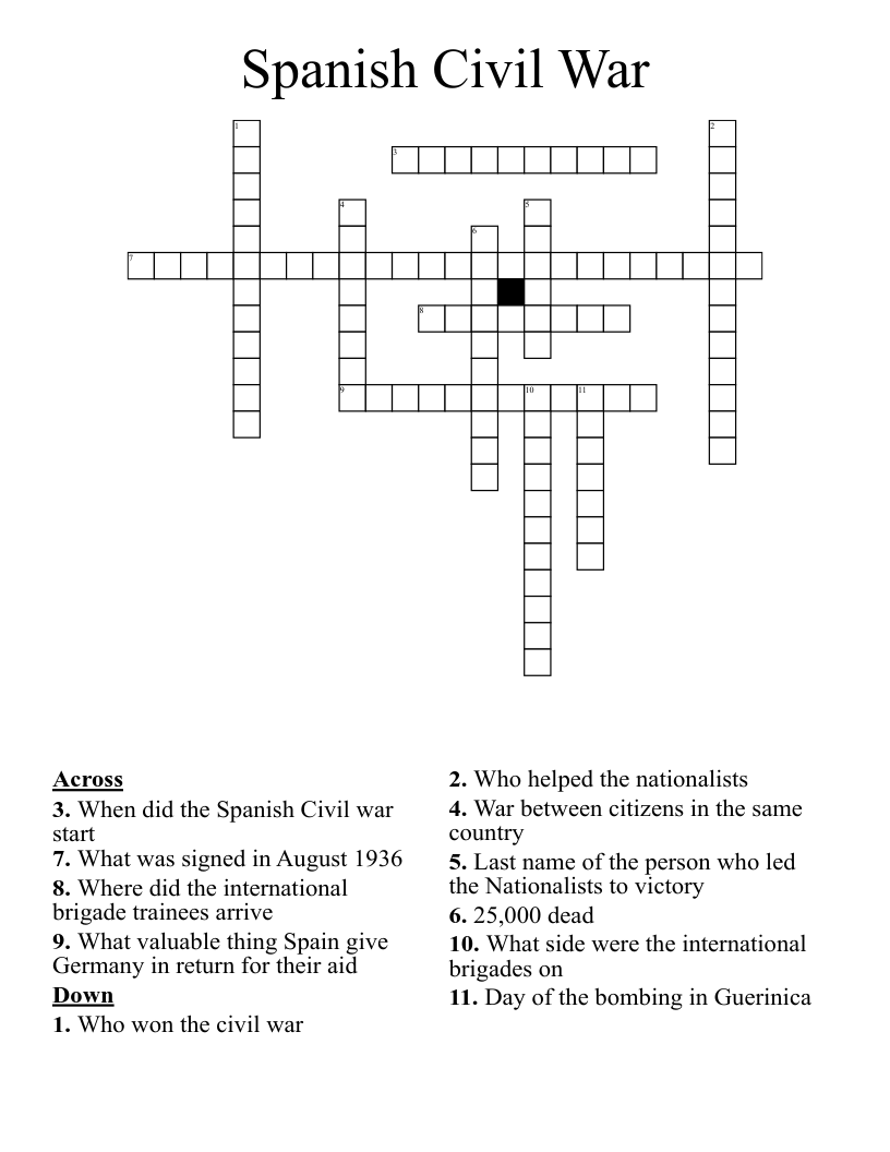 Spanish Civil War Crossword